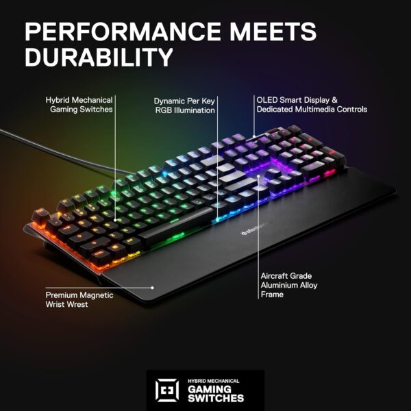 SteelSeries Apex 5 Gaming Keyboard – RGB Hybrid Mechanical with OLED Display - Image 2