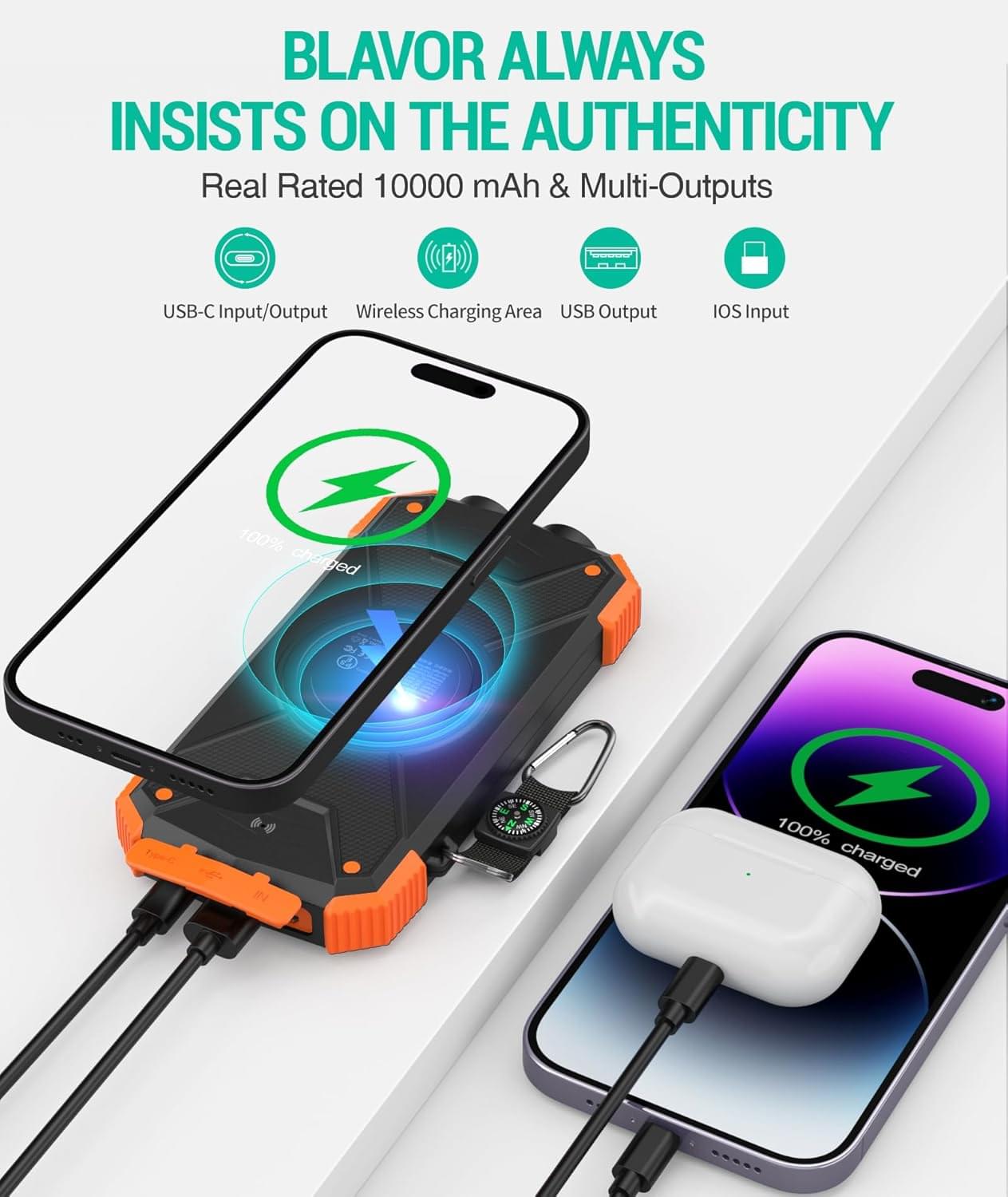 BLAVOR 10000mAh Solar Power Bank